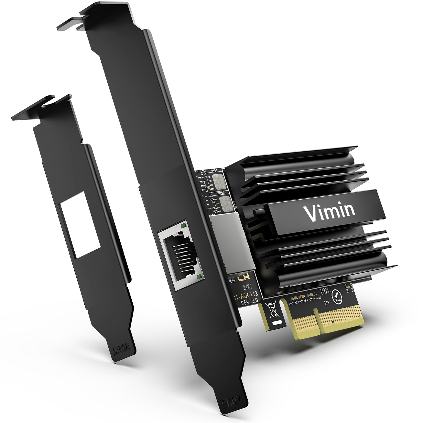 Carte réseau PCI-e 10G avec ports RJ45 10 Gbit/s, contrôleur Marvel AQC113, carte adaptateur Ethernet VIMIN 10 Go compatible avec PCI Express X8, X16, prise en charge Windows/Windows Server/Linux/VMware