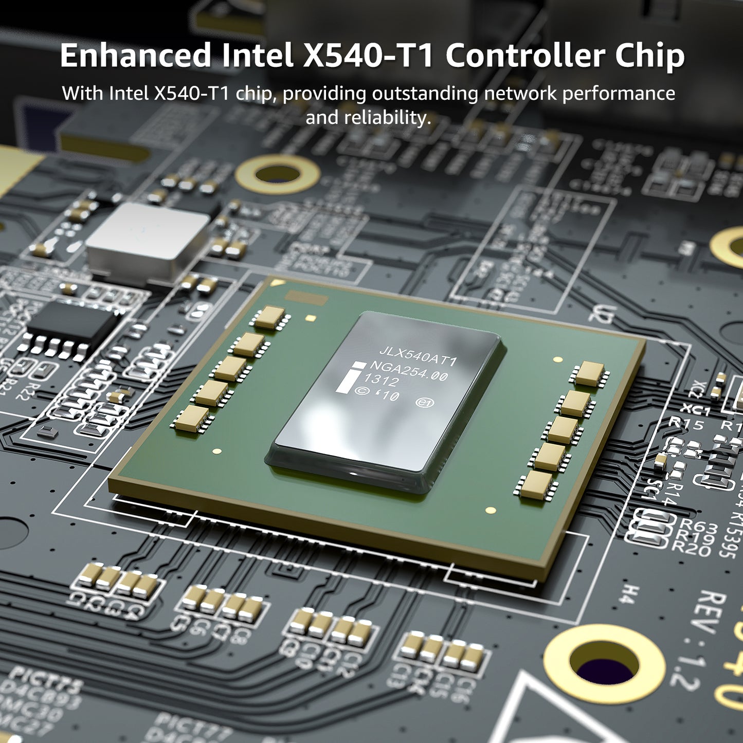 Carte réseau PCI-E 10G avec port RJ45 unique 10 Gbit/s, contrôleur Intel X540-T1, carte réseau VIMIN 10 Go Base-T PCI-e compatible avec PCI Express X8, X16, prise en charge Windows/Windows Server/Linux/VMware