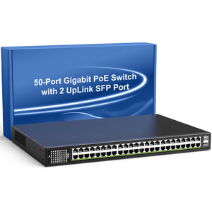 48 Port Gigabit PoE + 2 Gigabit Uplink 