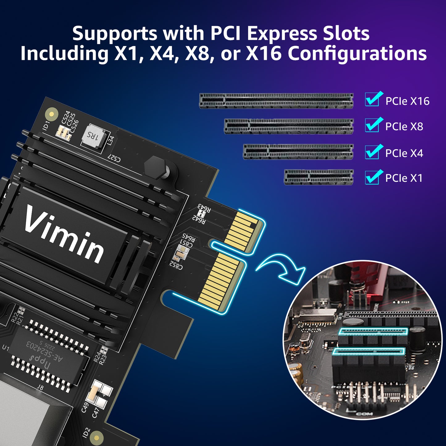 2.5G Base-T PCIe Network Card with Realtek RTL8125B - Transform PCIe Slot into 2.5G Ethernet Port, 2500/1000/100Mbps PCI Express Gigabit Ethernet Card Supports Windows 11/10/8.1/8/7 & Linux OS