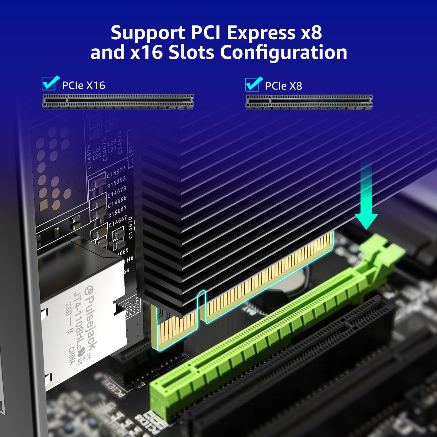 10G PCI-E Network Card with 10Gbps Single RJ45 Port, Intel X540-T1 Conrtoller, VIMIN 10Gb Base-T PCI-e Network Card Compatible with PCI Express X8, X16, Support Windows/Windows Server/Linux/VMware