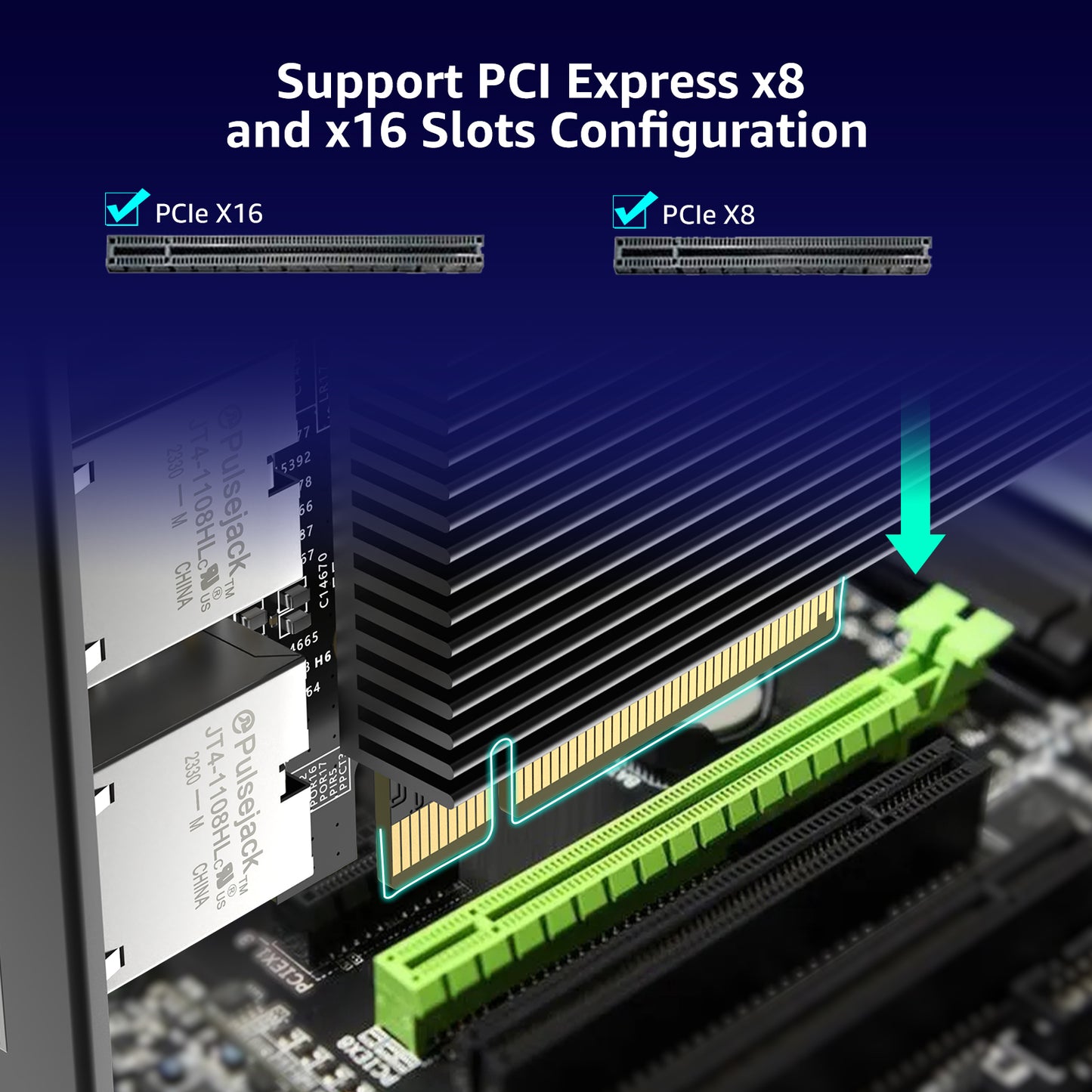 10G PCI-E Network Card with 10Gbps Dual RJ45 Ports, Intel X540-T2 Conrtoller, VIMIN 10Gb Ethernet Adapter Card Compatible with PCI Express X8, X16, Support Windows/Windows Server/Linux/VMware