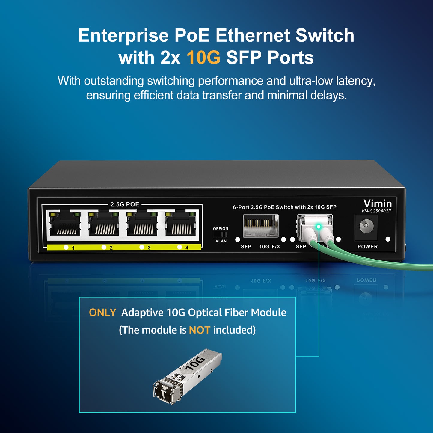 6-Port 2.5G PoE Switch Unmanaged, 4X 2.5GBase-T PoE Ports, 2X 10Gbps SFP, 4 Port PoE Switch w/ 60Gbps Ethernet Switching Capacity, Support IEEE802.3af/at, 65W, VLAN, Metal Housing, Fanless