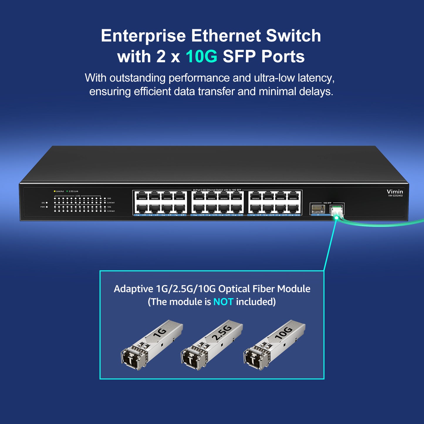 26 Port 2.5G Unmanaged Network Switch, 24X 2.5Gbase-T Ethernet Ports, 2X 10G SFP+, 120Gbps Switching Capacity, Metal Housing, Fanless, 19-inch Rack Mount, Work for 2.5Gbps NAS, Wireless AP & PC