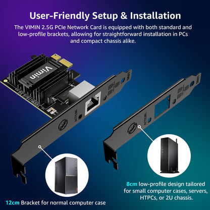 Carte réseau PCIe 2,5 G Base-T avec Realtek RTL8125B – Transformez l'emplacement PCIe en port Ethernet 2,5 G, carte Ethernet Gigabit PCI Express 2500/1000/100 Mbps, prend en charge Windows 11/10/8.1/8/7 et Linux OS 