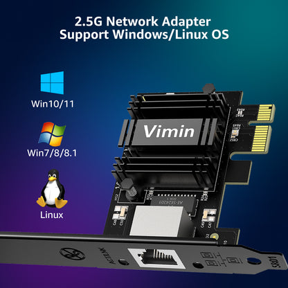 Carte réseau PCIe 2,5 G Base-T avec Realtek RTL8125B – Transformez l'emplacement PCIe en port Ethernet 2,5 G, carte Ethernet Gigabit PCI Express 2500/1000/100 Mbps, prend en charge Windows 11/10/8.1/8/7 et Linux OS 