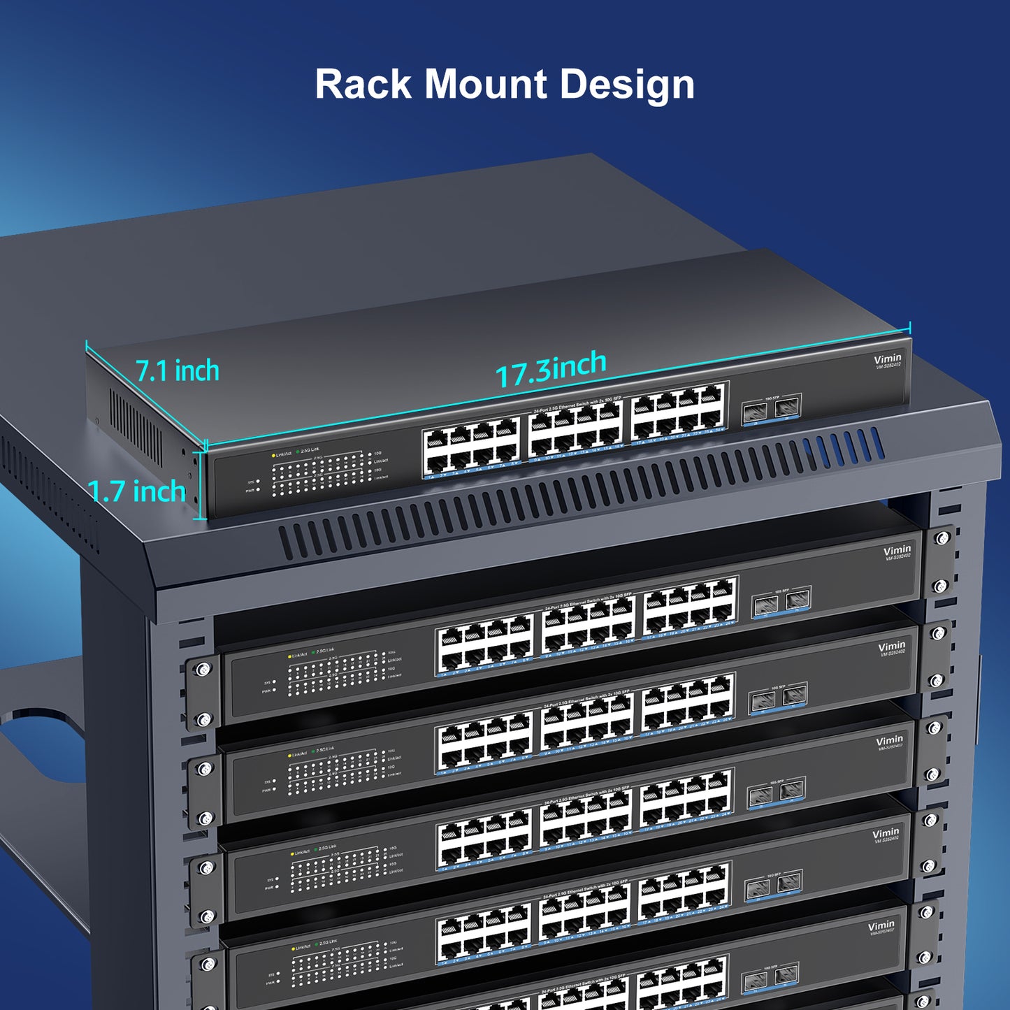 26 Port 2.5G Unmanaged Network Switch, 24X 2.5Gbase-T Ethernet Ports, 2X 10G SFP+, 120Gbps Switching Capacity, Metal Housing, Fanless, 19-inch Rack Mount, Work for 2.5Gbps NAS, Wireless AP & PC