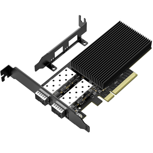 10Gb SFP+ PCIe NIC Network Card with Dual 10Gbps SFP+ Port, Intel 82599(X520-DA2) Chip, VIMIN 10G Ethernet LAN Adapter Support Windows7/8/10/11/Linux/VMware, Compatible with PCI Express X8 & X16