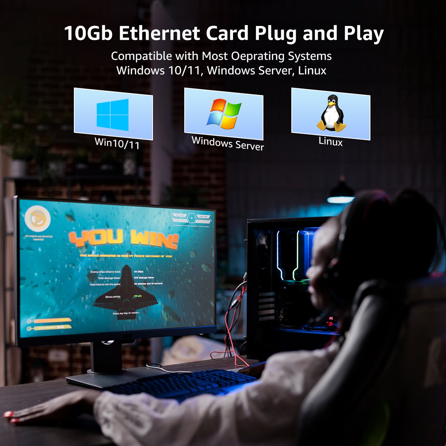 10G PCIE4.0×1 Network Card, Marvel AQC113 Controller, VIMIN 10Gb Base-T Ethernet Adapter Card Compatible with PCI Express X1,X4,X8,X16, 10G NIC RJ45 Port Support Windows/Windows Server/Linux/VMware